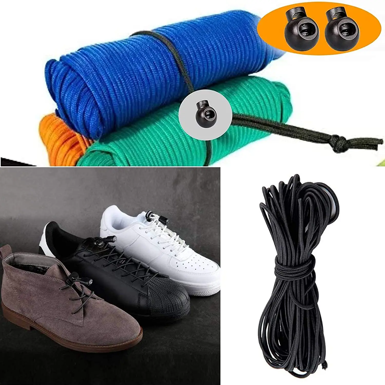 20/80pcs Professional DIY plastic spring fastener rope lock button stop button fastener slider shoelace clothing backpack