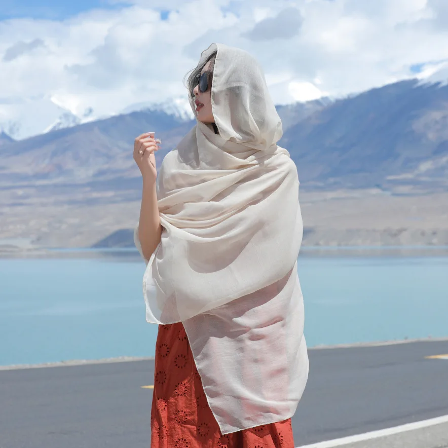 

Spring Autumn Cotton Scarf for Women Girls Solid Ethnic Style Sunscreen Scarves Soft Shawl Foulard Viscose Warm Wrap Shawls New