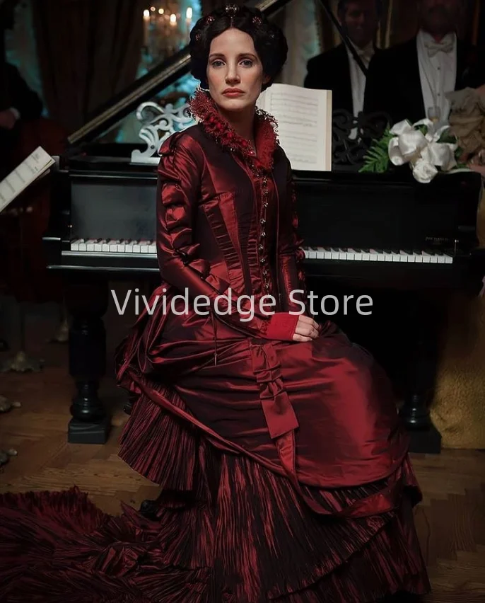 Customized Vintage Dark Red Prom Dresses Tudor Costume Medieval Renaissance Duchess Victorian Evening Gowns vestido festa