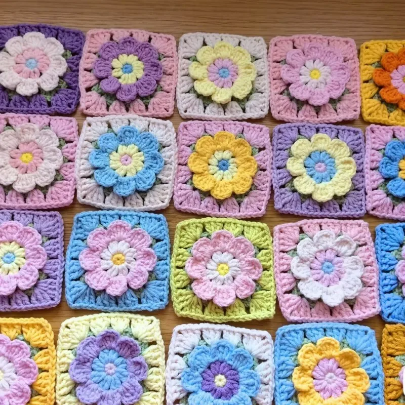 10pcs/lot 9cm Colorful Handmade Crochet Table Place Mat Pad Cloth Cup Doily Coffee Coaster Christmas flower DIY Accessory