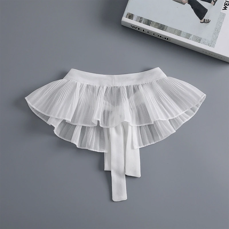 falsa com babado, destacável, suéter, lenço decorativo