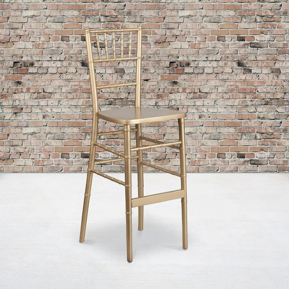 2 Pack HERCULES Series Gold Wood Chiavari Barstool