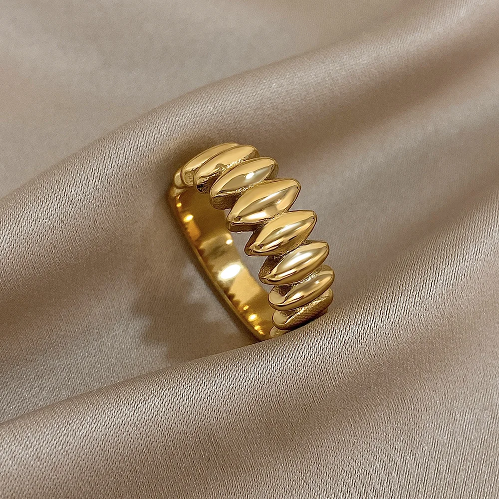 Unique Design Teardrop Beaded Stainless Steel Bracelet for Women Glossy 18K Gold Plated Smooth Bracelets Ring Waterproof Jewelry