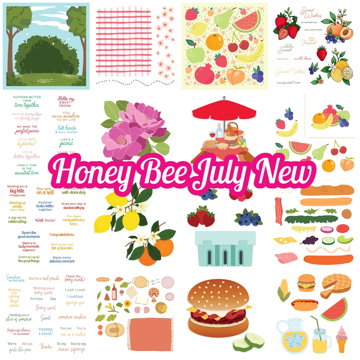 2026 Honey Bee Perfect Picnic Summer Smiles Clear Stamps Metall-Stanzformen-Sets für DIY-Bastelarbeiten, Grußkarten, Scrapbooking