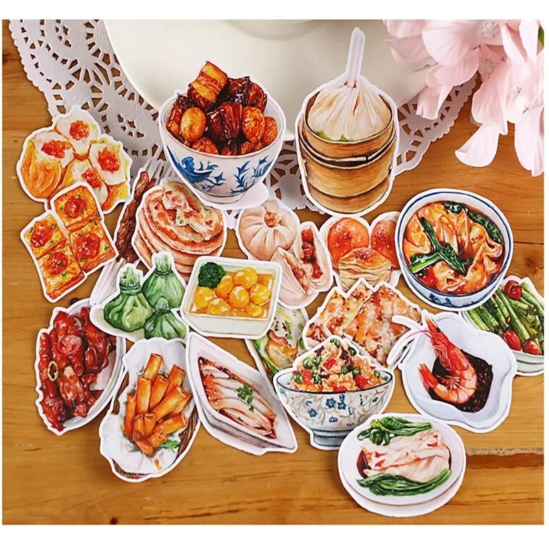 20pcs Creative Cute Self-made Chinese Snacks/food Scrapbooking Stickers /Decorative Sticker /DIY Craft Photo Albums Kawaii