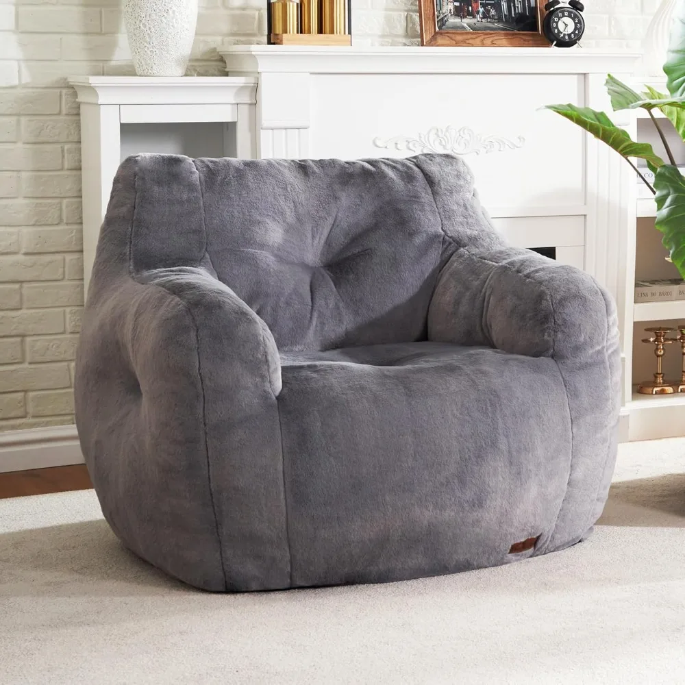 

Bean Bag Sofa Chairs for Adults Comfy Bean Bag Sofa Fluffy Beanbag Chair Plush Chair Big Bubble Foam Sofa with Filler