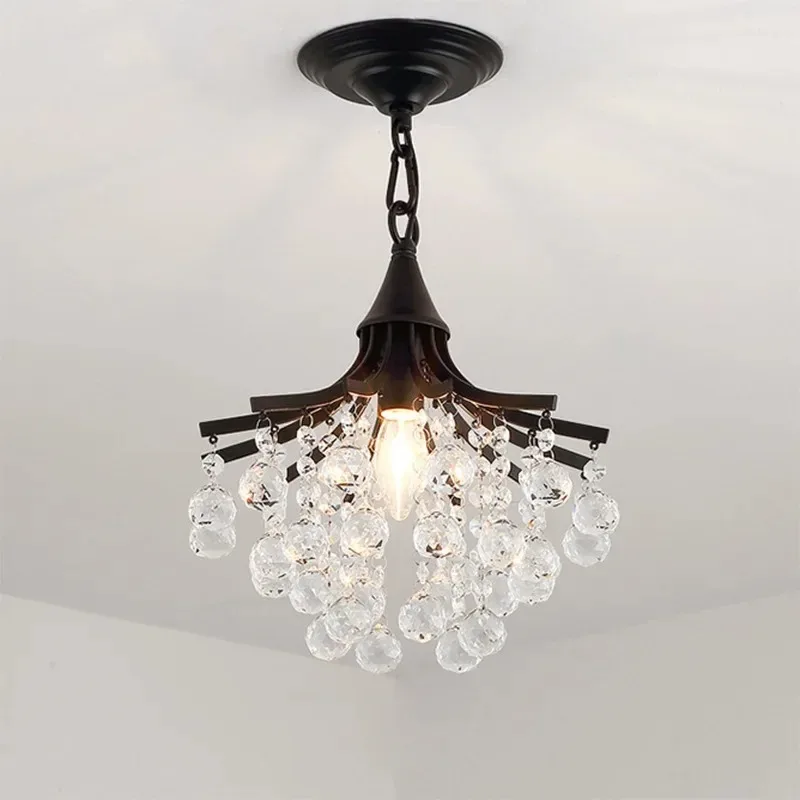 Small Crystal Chandelier Lighting For Bedroom Study Room Ceiling Chandeliers Gold Black Lustre Cristal Light Fixtures