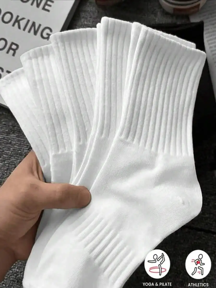 

Breathable Anti-Odor Sport Socks For Men And Women Thick Mid-Calf Socks Suitable For Yoga Pilates Athletics All Seasons