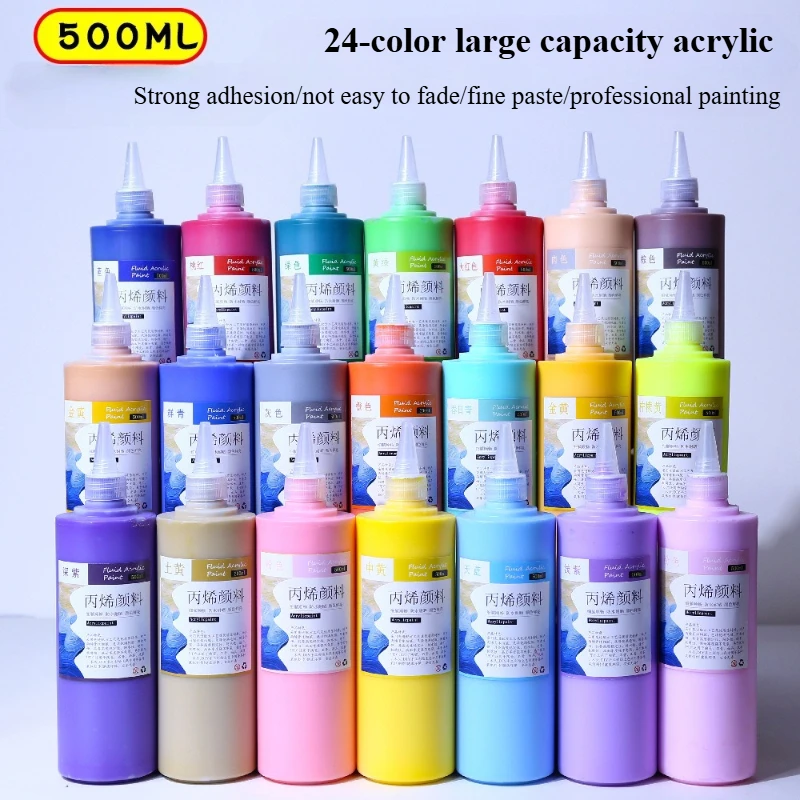 500ml Acrylic Paint Paste Delicate Quick-drying Waterproof Moisture-proof for DIY Painted Wall Painting Gypsum Doll Graffiti