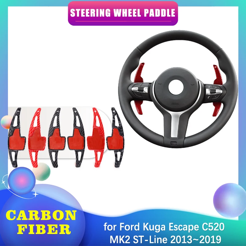 

Лопатка рулевого колеса для Ford Kuga Escape C520 MK2 ST-Line 2013 ~ 2019 2014 2015 2016 2017 2018 ABS, углеродное волокно, рычаг переключения передач, аксессуары для расширения