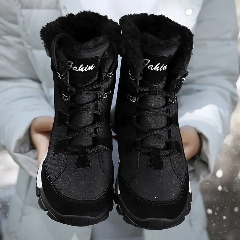 

Winter Men's High Top Snow Boots Thick Canvas Warm Cotton Shoes Women's Cotton Shoes, Large Size Design Shoes Warm Flat Shoes