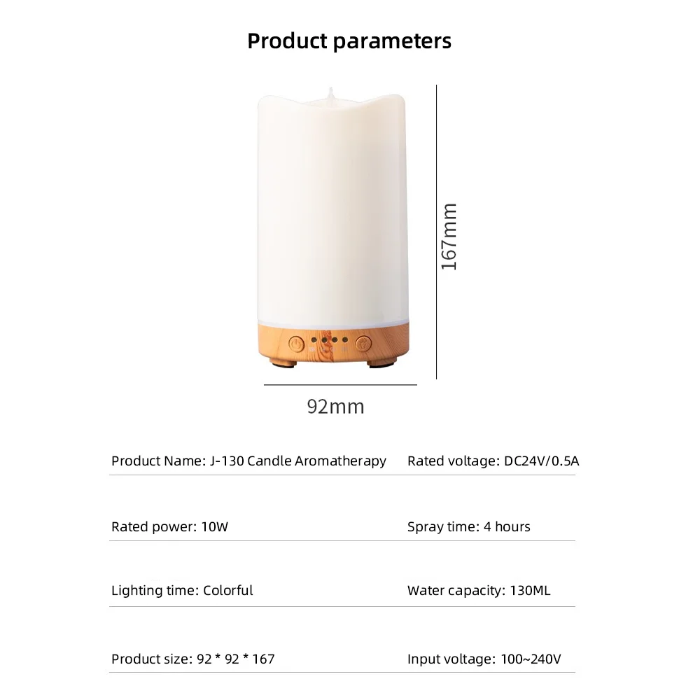 7-Color LED Candle-Style Humidifier Auto Timer 3 Essential Oil Blends for Home Decor Relaxation