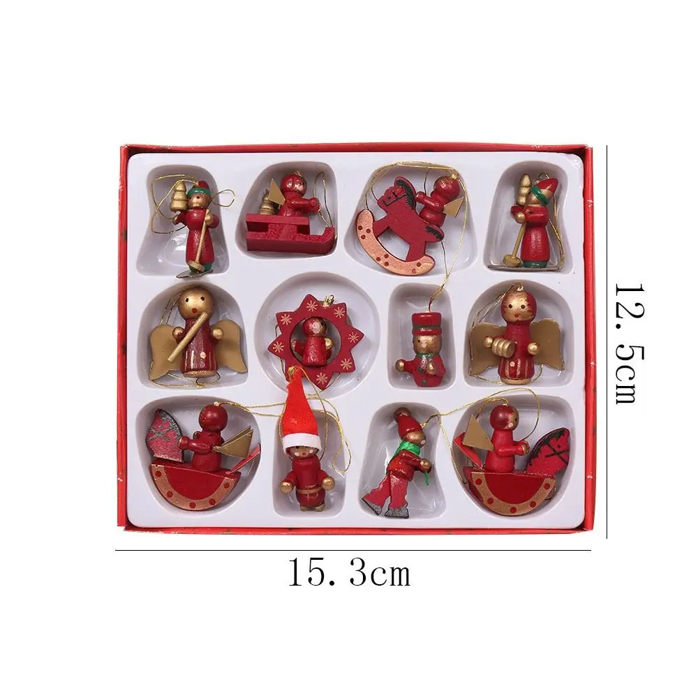 Cute Mini Christmas Puppet Creative Cartoon Wooden Santa Claus Pendant Handmade Reusable Christmas Tree Hanging Pendants