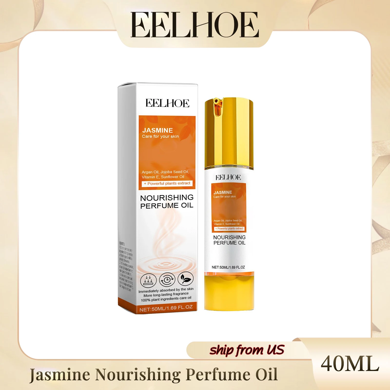 Eelhoe Jasmine Nourishing Perfume Oil Jasmine Fruit Charm Perfume Natural Fragrance Lasting Light Elegant Portable Perfume