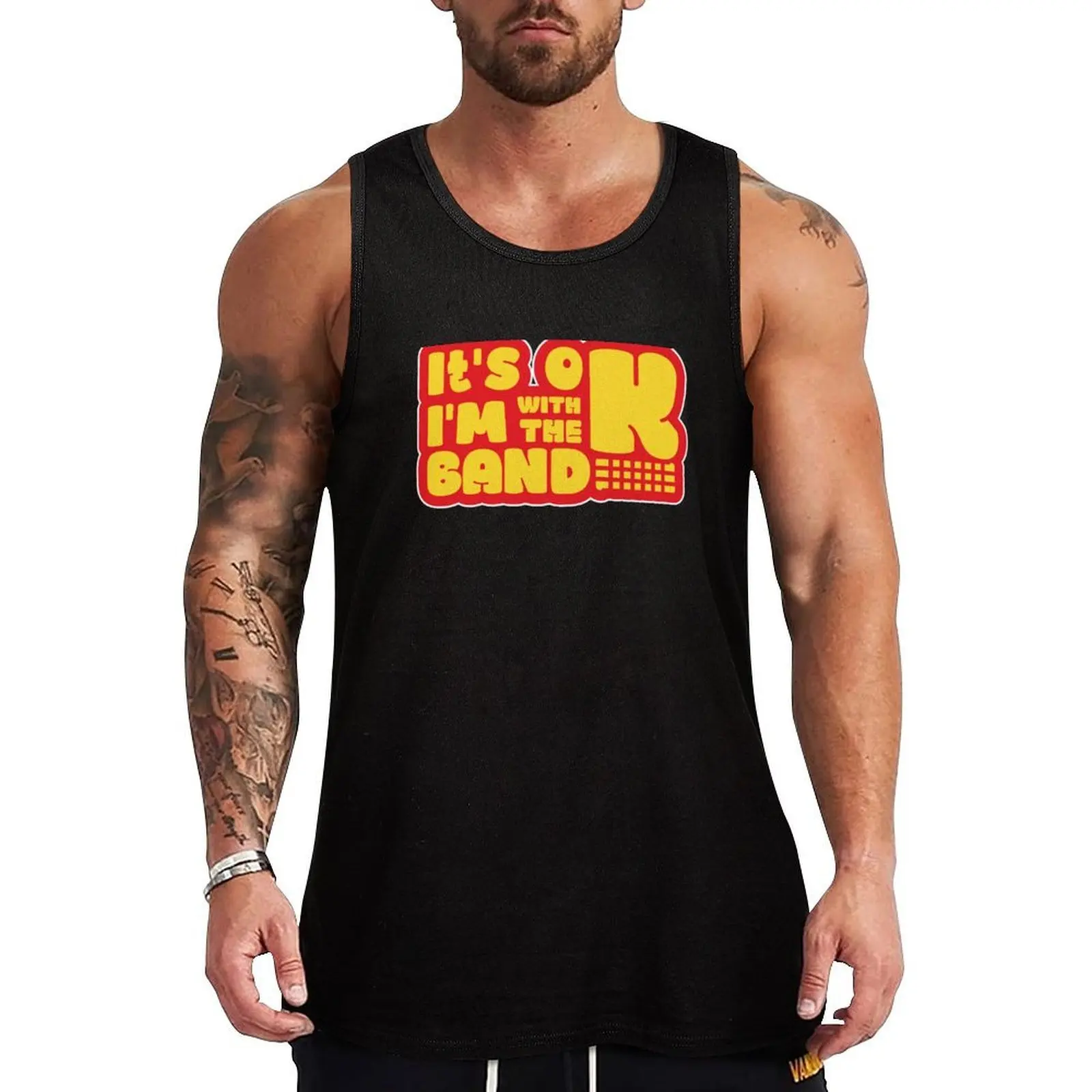 

It's ok im with the band Tank Top Funny Print Tank Top Humor Graphic Sleeveless Shirt