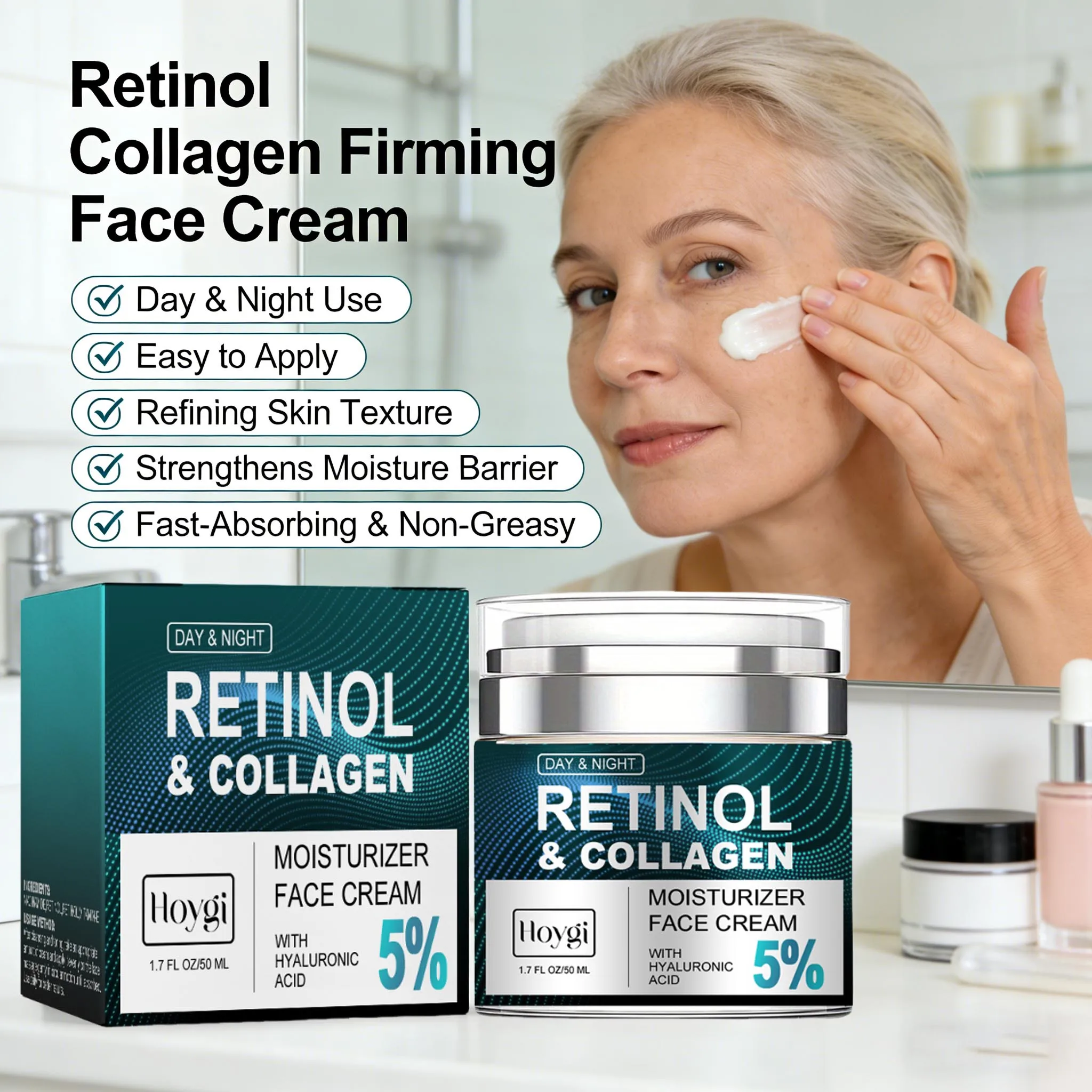 Retinol Cream Promotes Skin Elasticity Luster Non-Greasy Collagen Nourishing Locking Moisture To Improve Skin Texture Day Night
