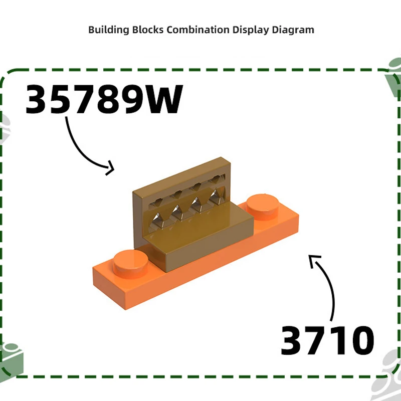 MOC 10PCS 35789W 2-Hole European Style Corrugated Railing Building Blocks Kit House Fence Bricks Particle DIY Toys Children Gift