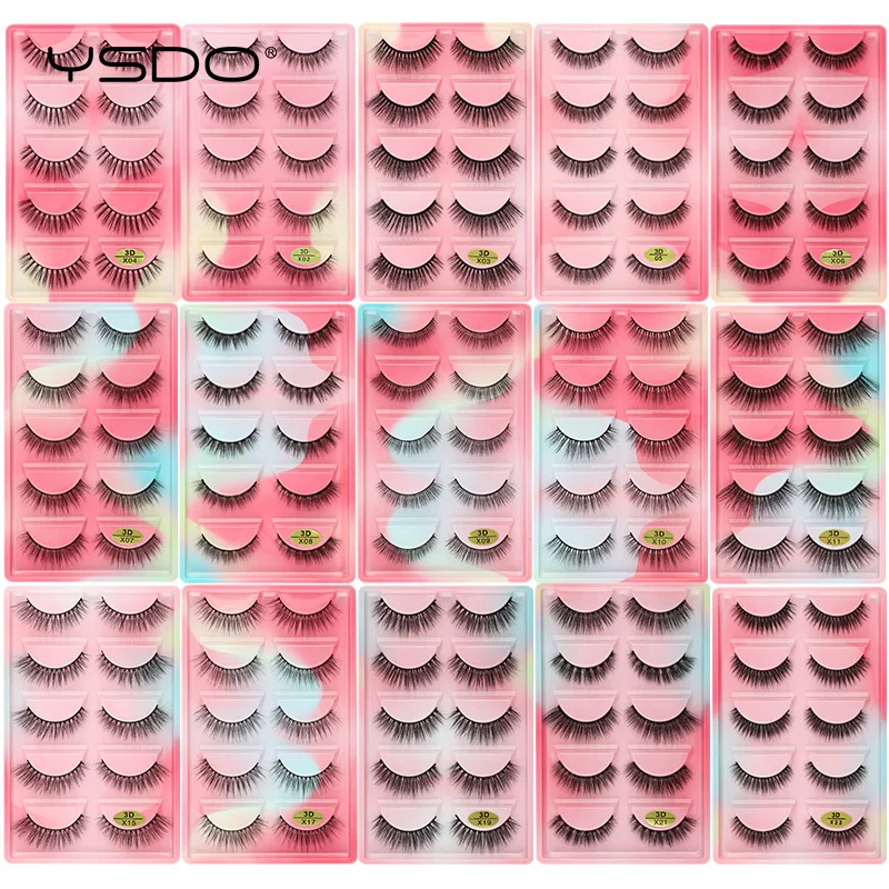 38 Styles 5 Pairs 3D Mink Eyelashes Soft Wispy Fake Eyelash Extension Tool Natural Mink False Lashes Makeup Fluffy Volume Cilios