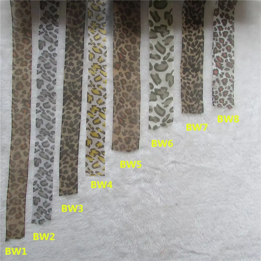 10 yard High quality leopard print Satin Edge Sheer Organza bowknot craft breadth 25mm-40mm