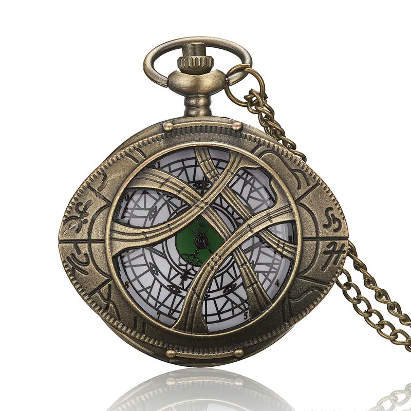 10 pz/lotto Creativo Vintage Hollow Eye Ciondolo Orologio Al Quarzo Souvenir Maglione Catena Donna Uomo Orologi Da Tasca Con Regalo di Personalità