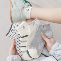 5 Pairs Women's Cotton Socks Set Cartoon Short Tube Korean Embroidery Cute Socks Girl Low Cut Ankle Socks Woman High Quality