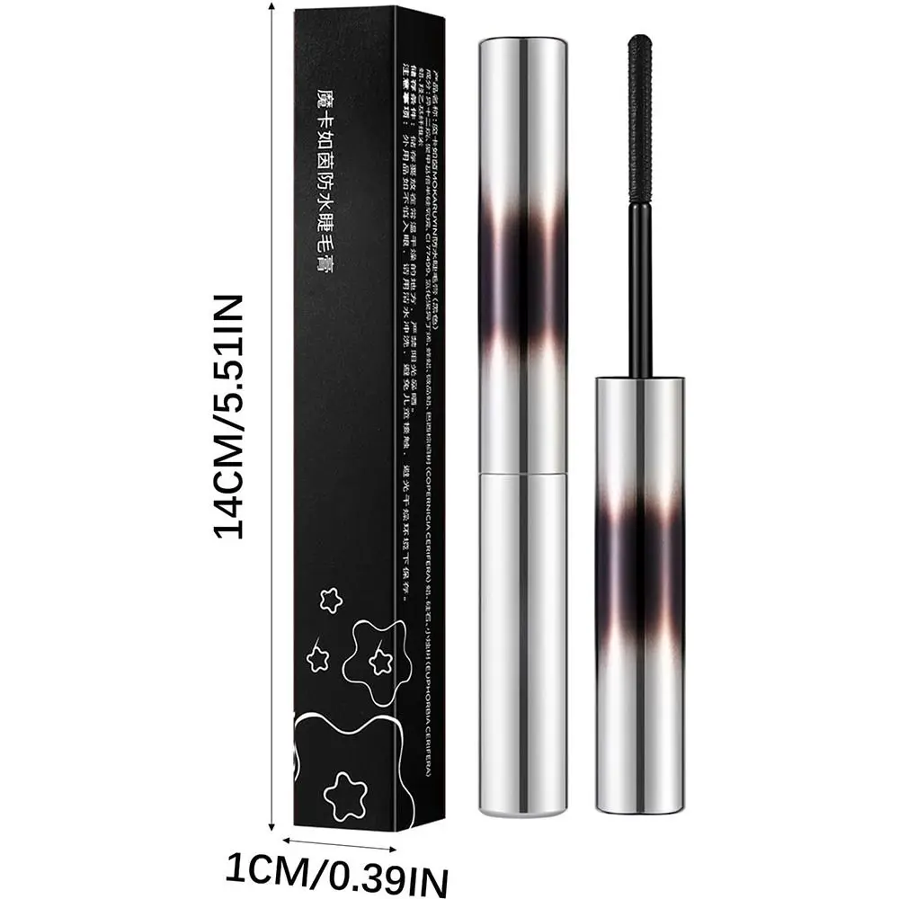 Mascara con pennello in ferro impermeabile alla moda Mascara senza setole in metallo extra sottile a prova di sudore Strumento di bellezza per occhi a lunga durata Donna