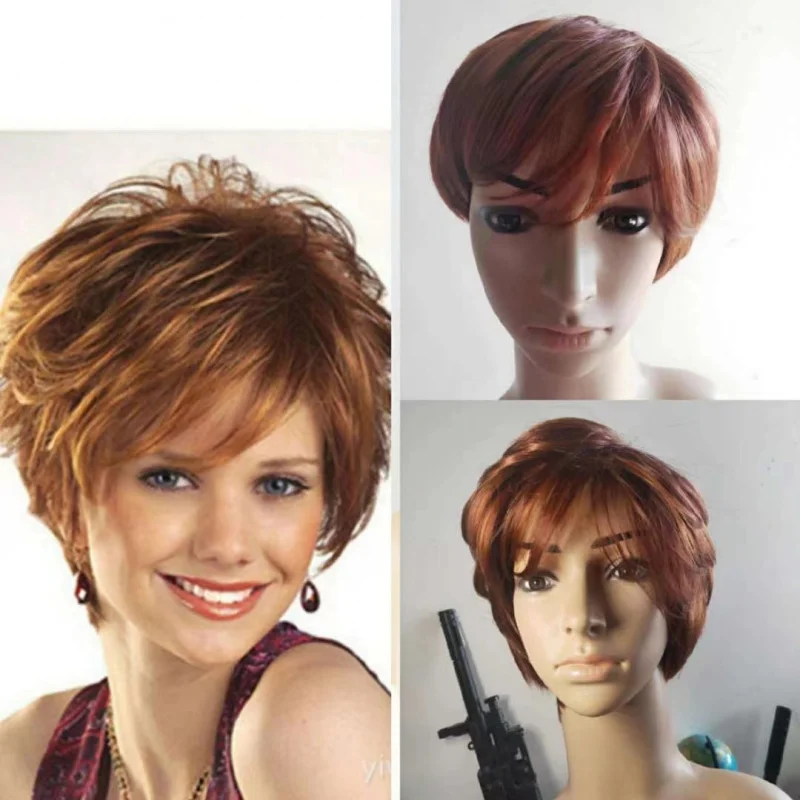 女性用ショートカーリーヘアウィッグ、ふわふわナチュラルなアフリカ、ヨーロッパ、アメリカのファッショナブルなヘアスタイル