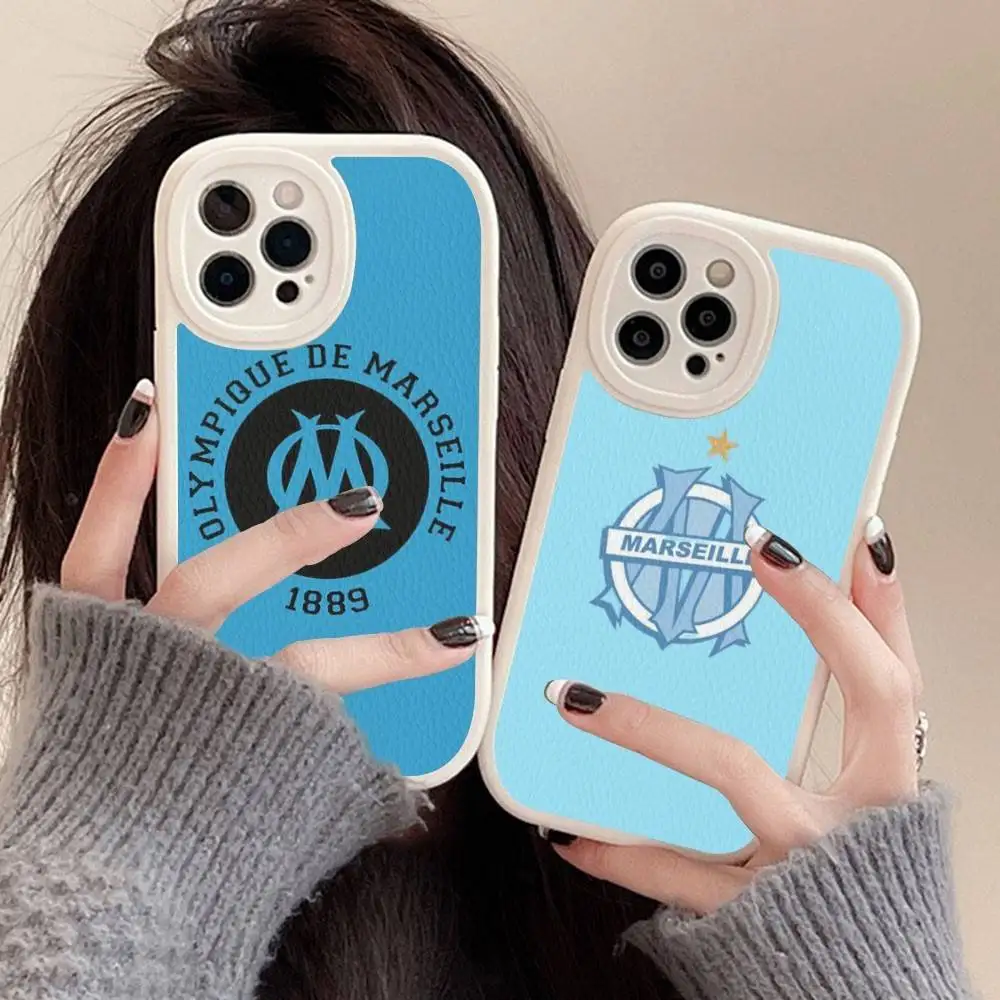O-Olympiques De M-Marseille Handyhülle für iPhone 16 15 14 13 12 11 Pro Max Plus Leder Soft Case