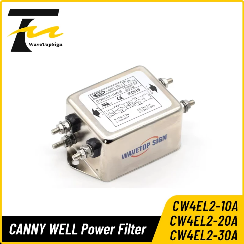 CANNY WELL Power Filter CW4EL2-10A-S CW4EL2-20A-S CW4EL2-30A-S Double Pole Filter Connector Single Phase 220VAC