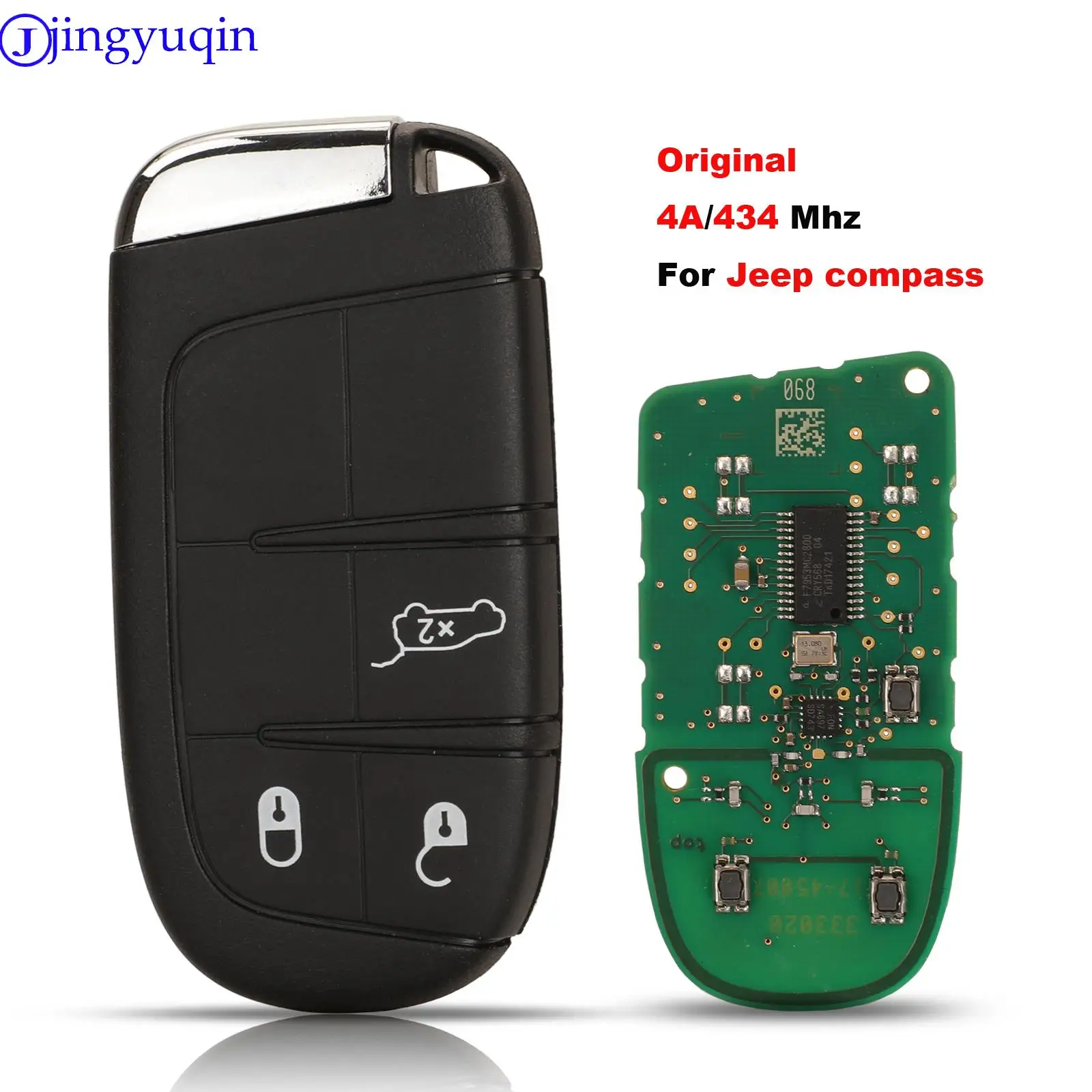 

jingyuqin Original 3 Buttons Smart Remote Car Key 433 Mhz With 4A Chip For Jeep Compass New Full Key