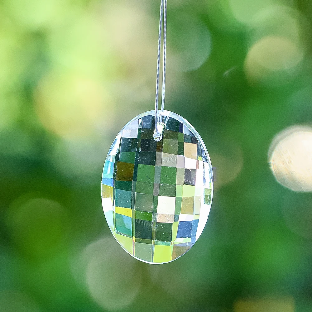 Ciondolo prisma di cristallo ovale trasparente 30mm 38mm Uovo di vetro sfaccettato Suncatcher Fascino appeso Lampadario Decorazioni per finestre Accessori fai da te