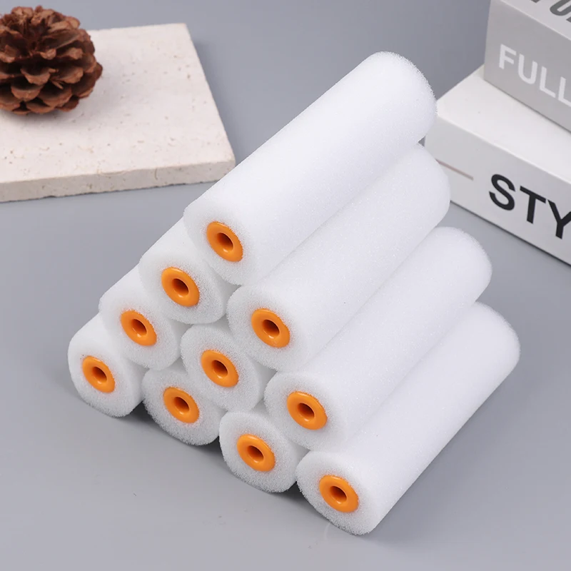 10PCS 100mm Mini White Durable Foam Paint Roller Sleeves Painting Decorating Sponge Rollers Art Sets Painting Supplies