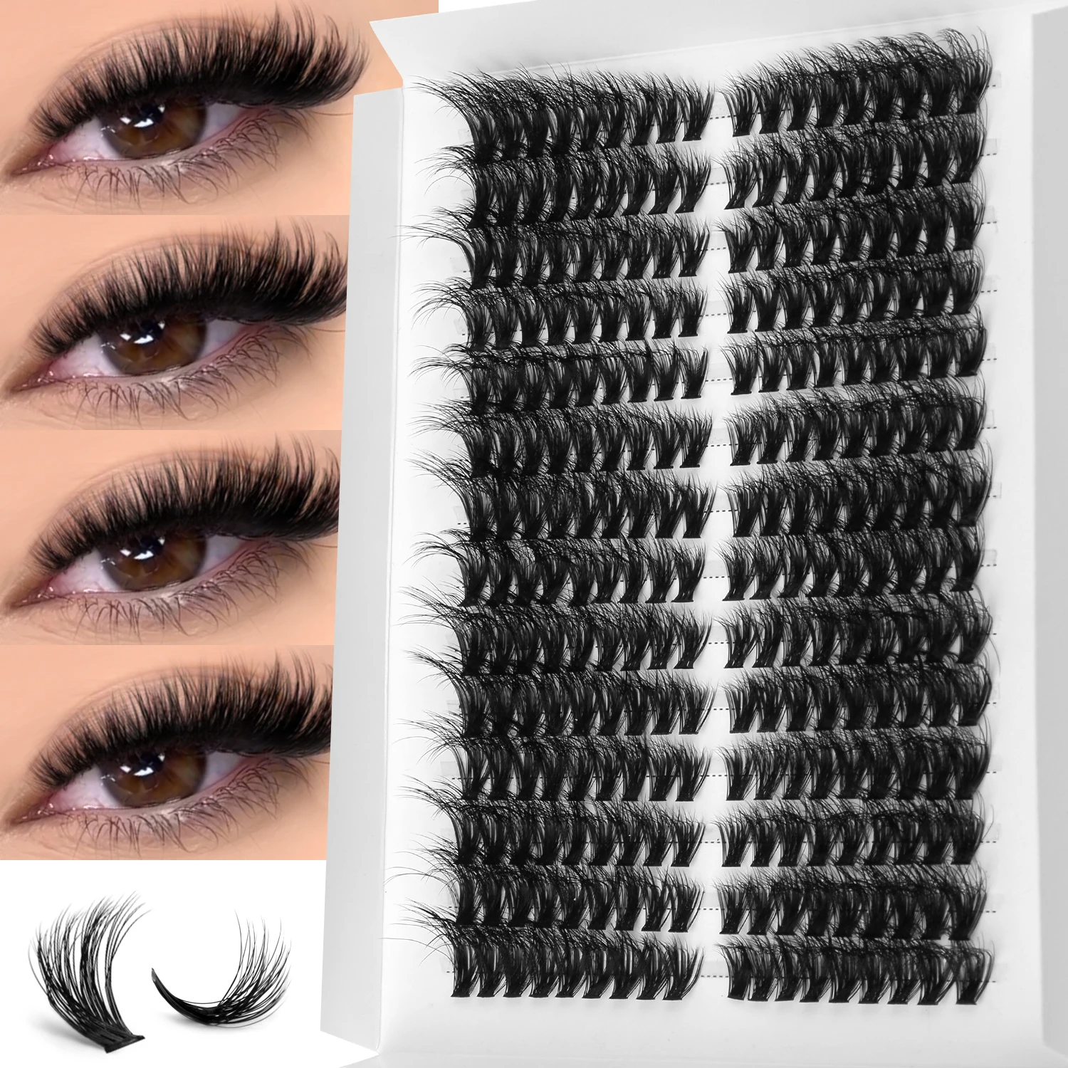 VELTRINAY Cluster-Wimpern DIY Wimpernverlängerung D-Curl Lange Einzelwimpern Gemischtes Set Kunstnerz-Wimperncluster Make-up