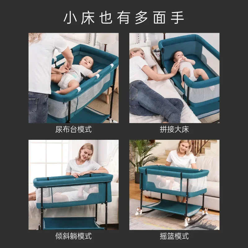 Crib Newborn Baby Cradle Bed Mobile Portable Children's Crib European Folding Crib Multi-function