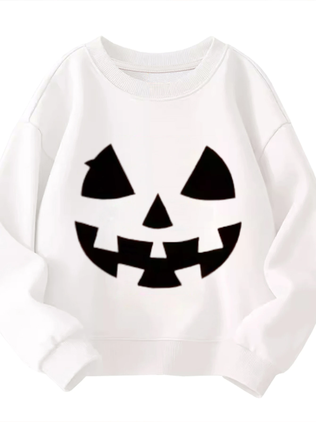 

Kids Crew Neck Sweatshirt Halloween Pumpkin Face Graphic Pullover For Boys Girls Daily Casual Wear