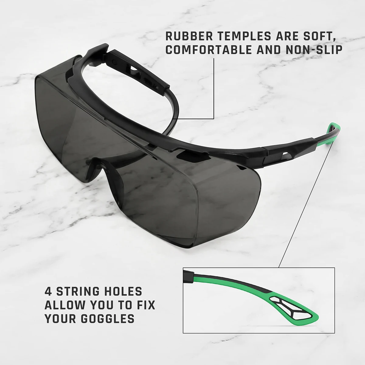 Safety Glasses Over Glasses,ANSI Z87.1 Lenses with Anti-Fog & Scratch,Side Protection, Adjustable Protective Eyewear Goggles HM6