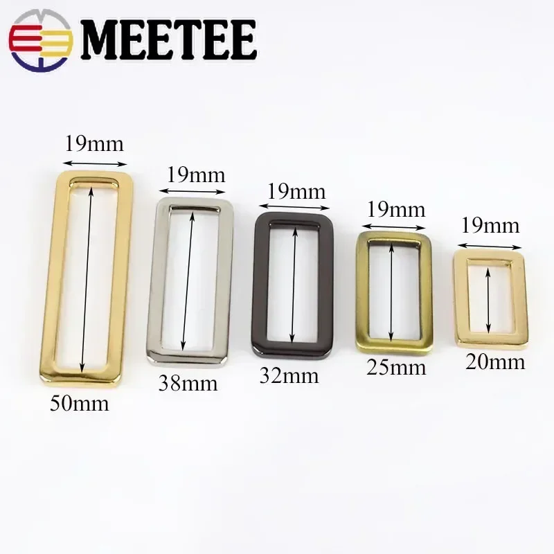 10/20Pcs Meetee 20-50mm Metal Webbing Adjuster Buckles Square Bag Backpack Strap Buckle Dog Collar Clasp DIY Hardware Accessory