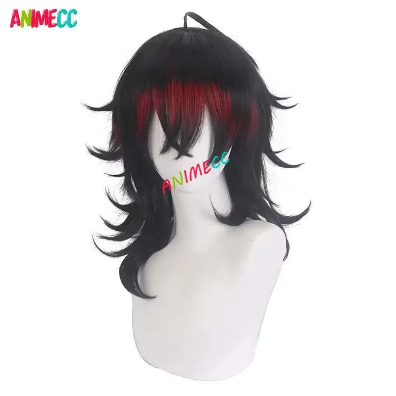 2025 yiyiVtuber Luxiem Vox Akuma Cosplay Long Black Highlights Heat Resistant Synthetic Halloween Party Anime Wigs + Wig Cap