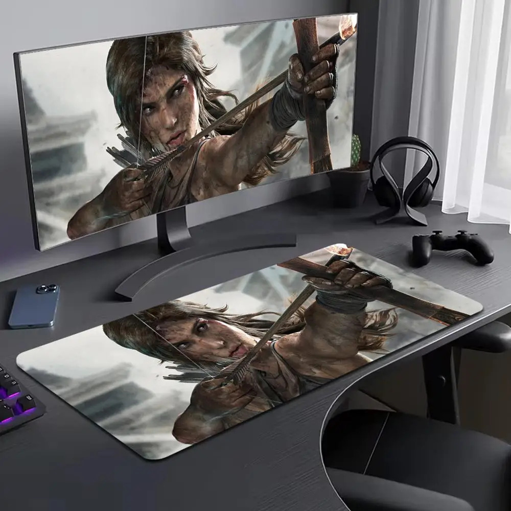 

Tomb Raider Lara Croft Mouse Pad Large Computer Mouse Pad Office Accessories XXL Pc Non-slip Deskmat Mousepad Keyboard Rubber