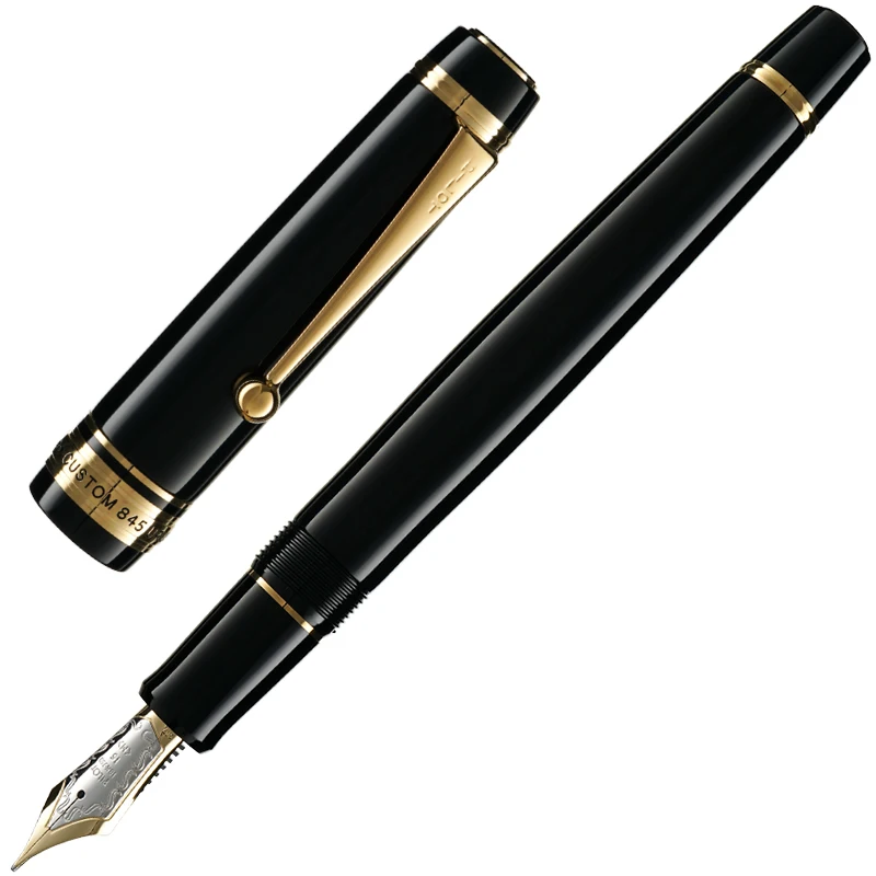 

New Pilot 845 18K Gold Fountain Pen Black Colors Gold/Silver Blade Big Size Nib F/M 0.5/0.7mm Ink Pen Luxury Office Stationery