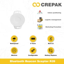 5 Years 950mAh Waterproof Bluetooth Long Range Beacon CC2640 ibeacon Eddystone RTLS Tag Scepter R39