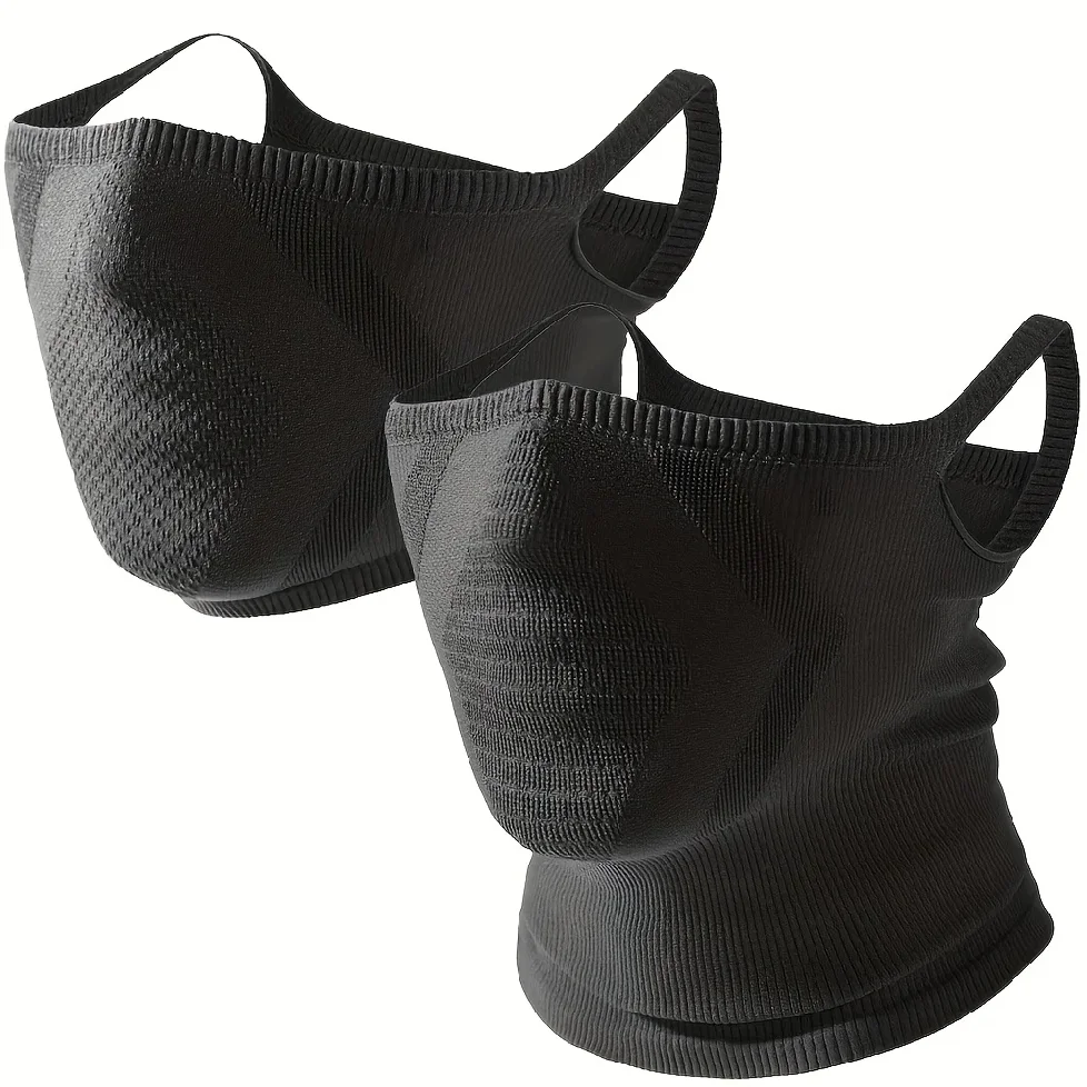2pcs Men & Women Fashion Neck Gaiter, Breathable Geometric Half-Face Mask with Ear Loops, Unisex Design, Ideal for Outdoor Activ