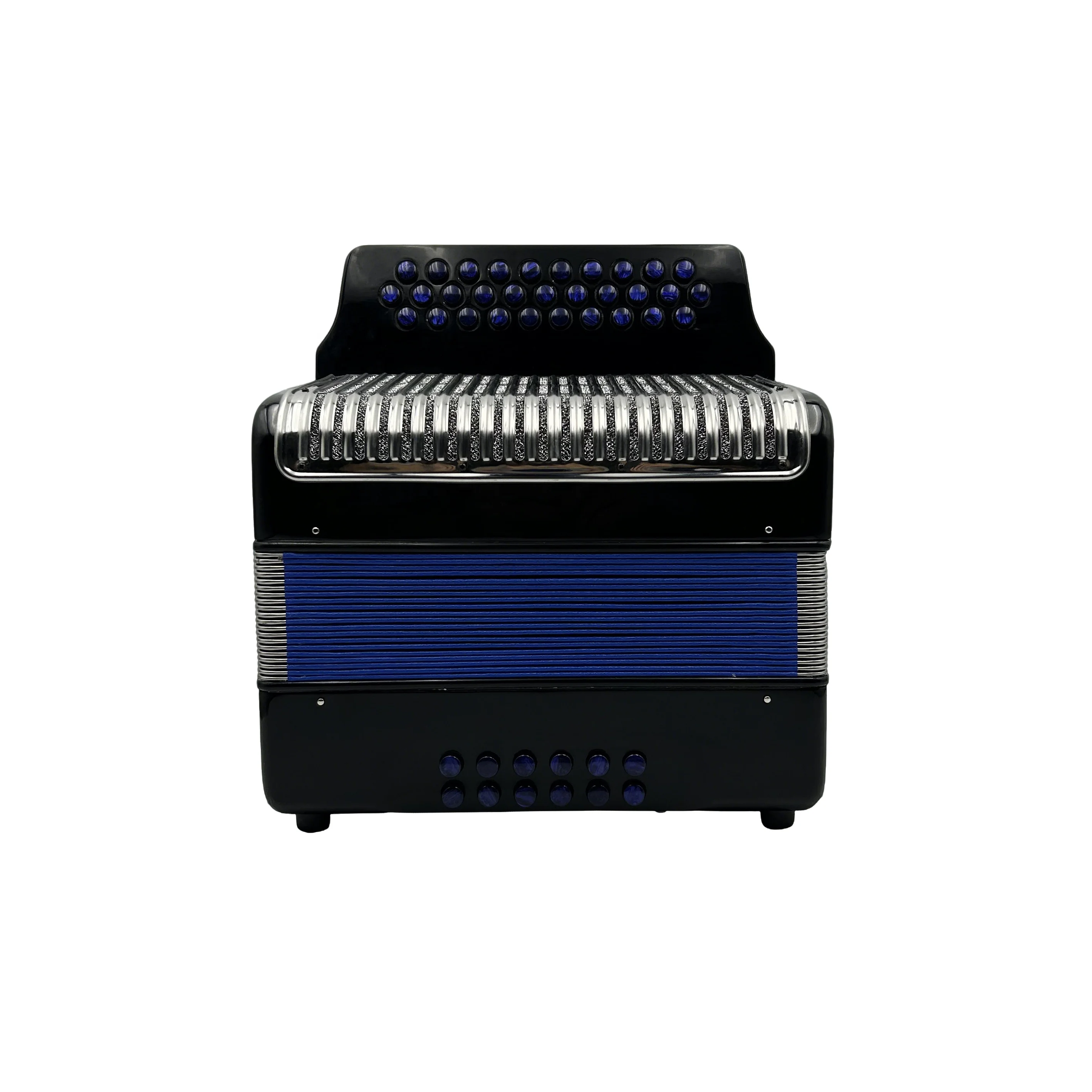 

Professional 12-Bass Diatonic Accordion 31-Button JB3112C Model Stainless Steel Grill Black Celluloid Body Chromatic