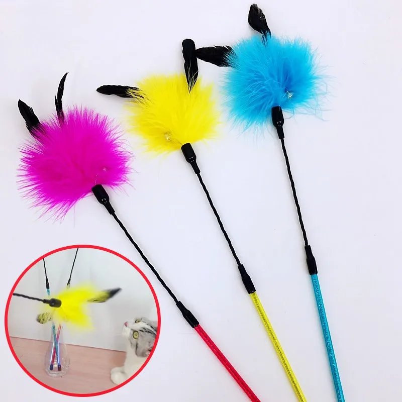 

Cat Toy Feather Cat Toys Interactive Long Handle Cats Teaser Stick Bite Resistant Feather Toy for Cats Sticks Toy Pet Supplies