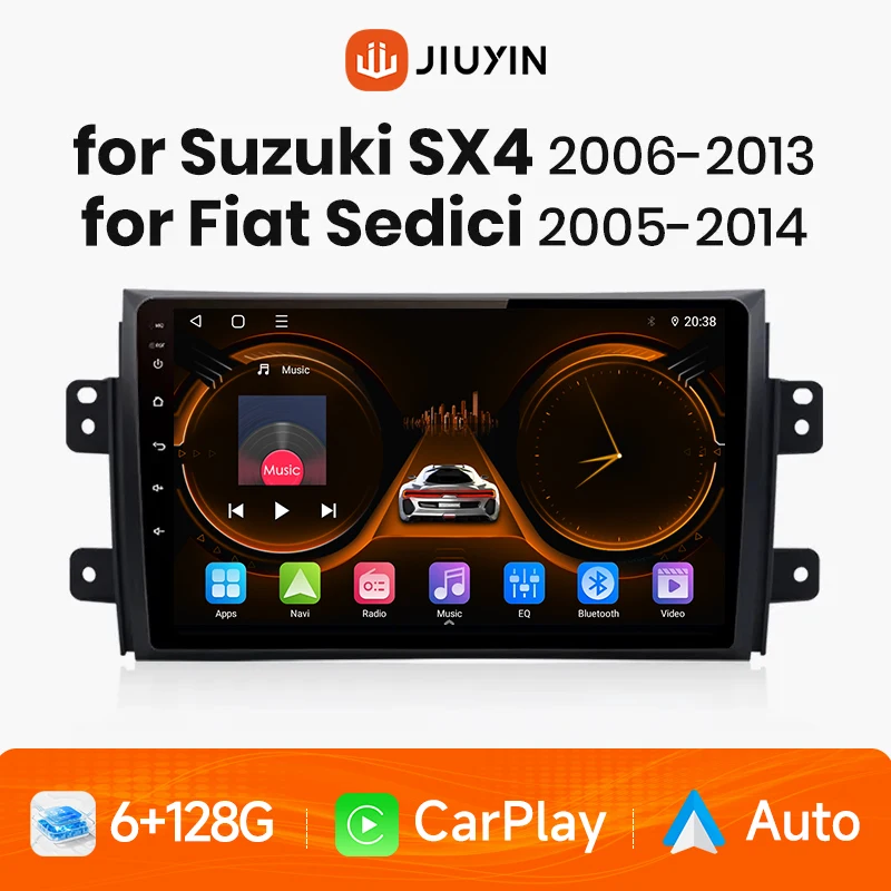 JIUYIN TS18 AI Voice Wireless CarPlay Android Auto Radio for Suzuki SX4 2006-2013for Fiat Sedici 2005-2014 4G Car Multimedia GPS