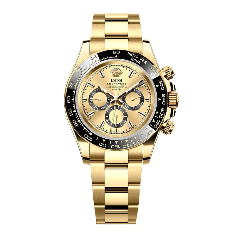 LOBINNI Design New Men's Rubber Strap Mechanical Watch JHB16 Movement 40mm Automatic Wristwatch Man