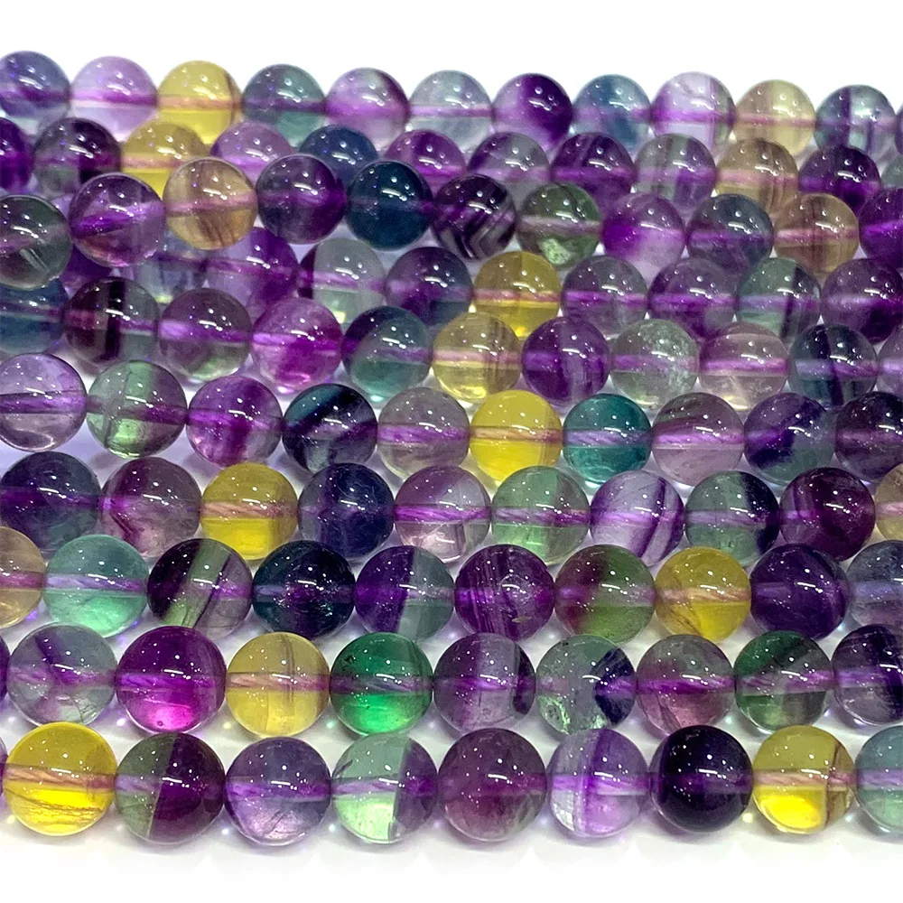 

Veemak Fluorite Round Loose Beads For Jewelry Making Natural Gemstones Crystal DIY Necklace Bracelets Earrings Pendant