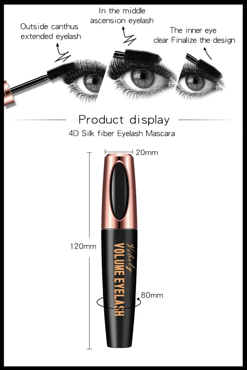 4d Mascara Dik Slank Krullend Waterdicht En Zweetbestendig 24H Blijvend Effect Zonder Smudge Mascara Make-Up Tools