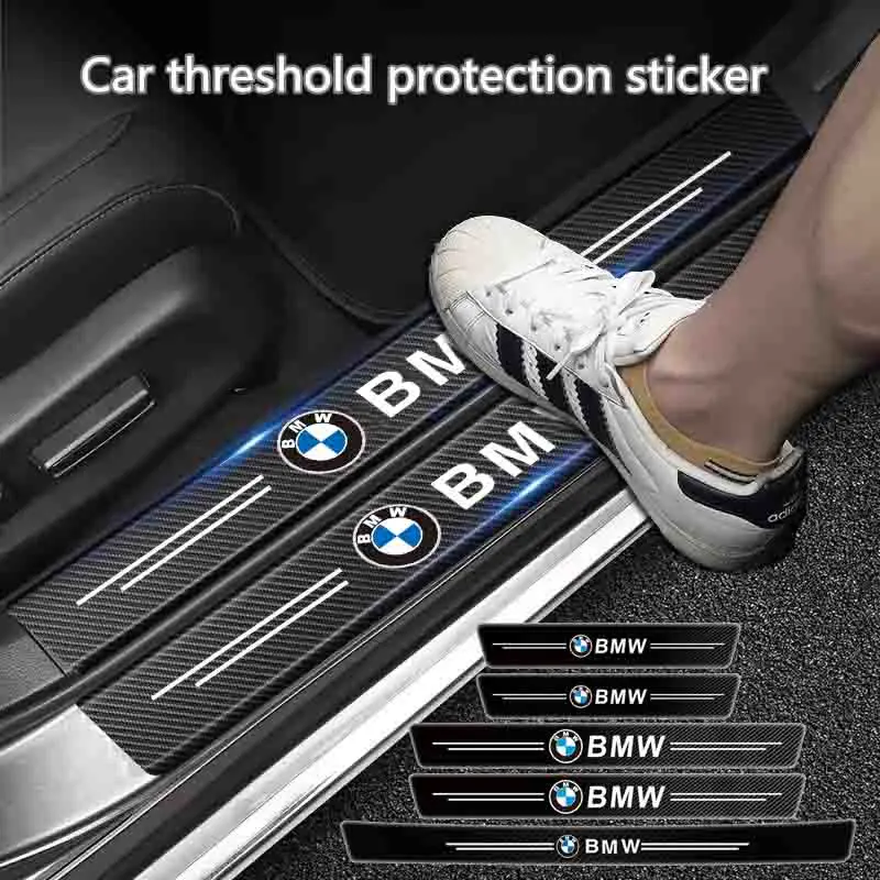 1/4/5Pcs Car Door Sill Carbon Microfiber Protector Sticker For BMW Performance F20 E46 E70 G05 F01 I3 I4 X2 X3 X4 X6 G02 F39 E90