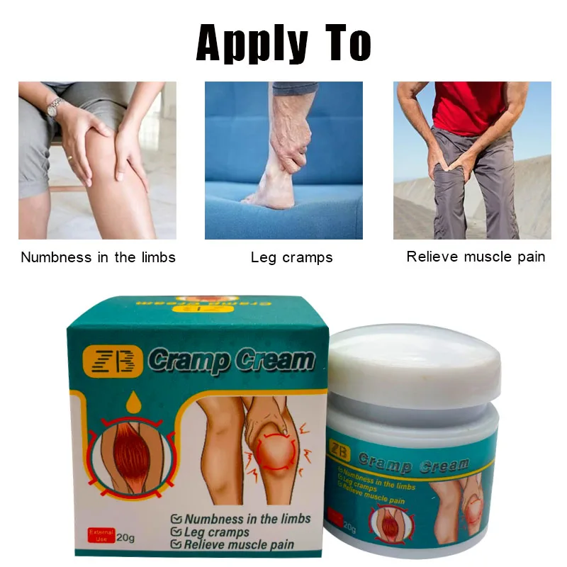 ZB Leg Cramps Cream  Relief Calf Muscle Spasms Pain Medical Ointment for Knee Back Heel Tendon Chinese Herbal Medicine